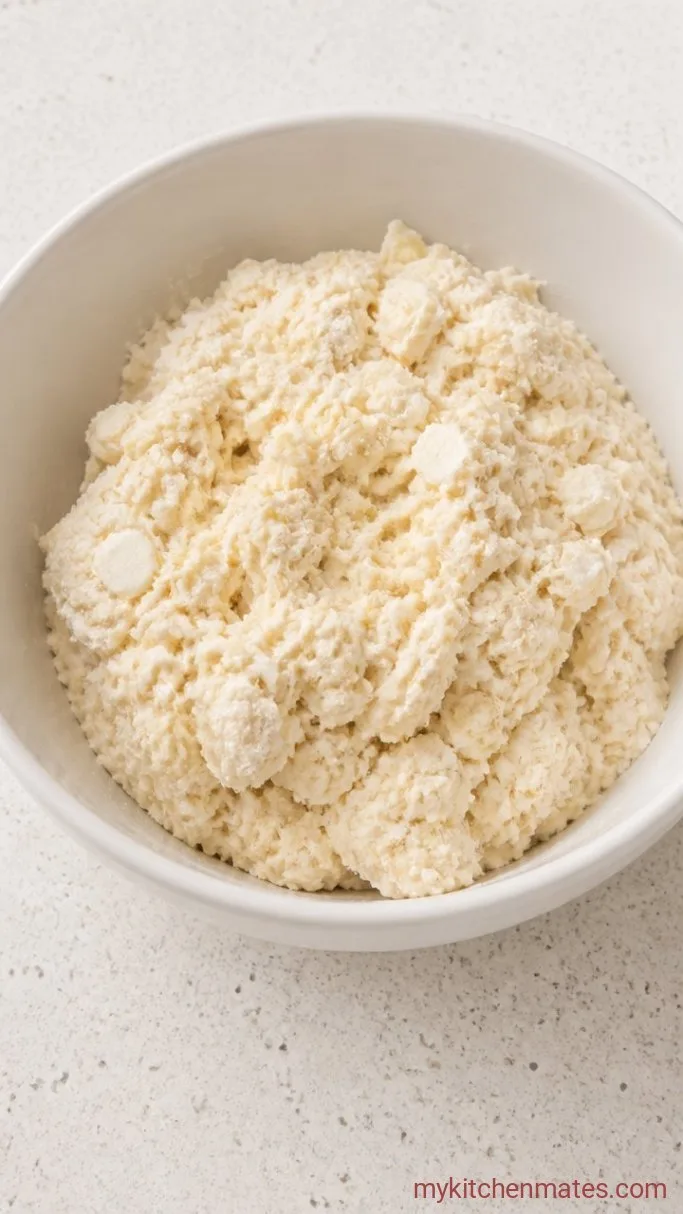 Flaky 4-Ingredient Cream Cheese Biscuits Step 2: Stir in the Milk