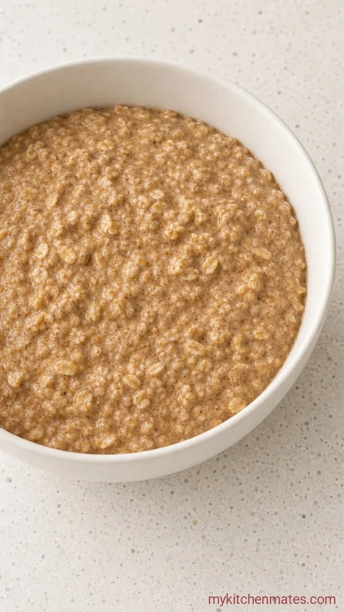 Apple Pie Baked Oatmeal with Cinnamon Streusel Step 2: Stir in the Oats and Dry Mix