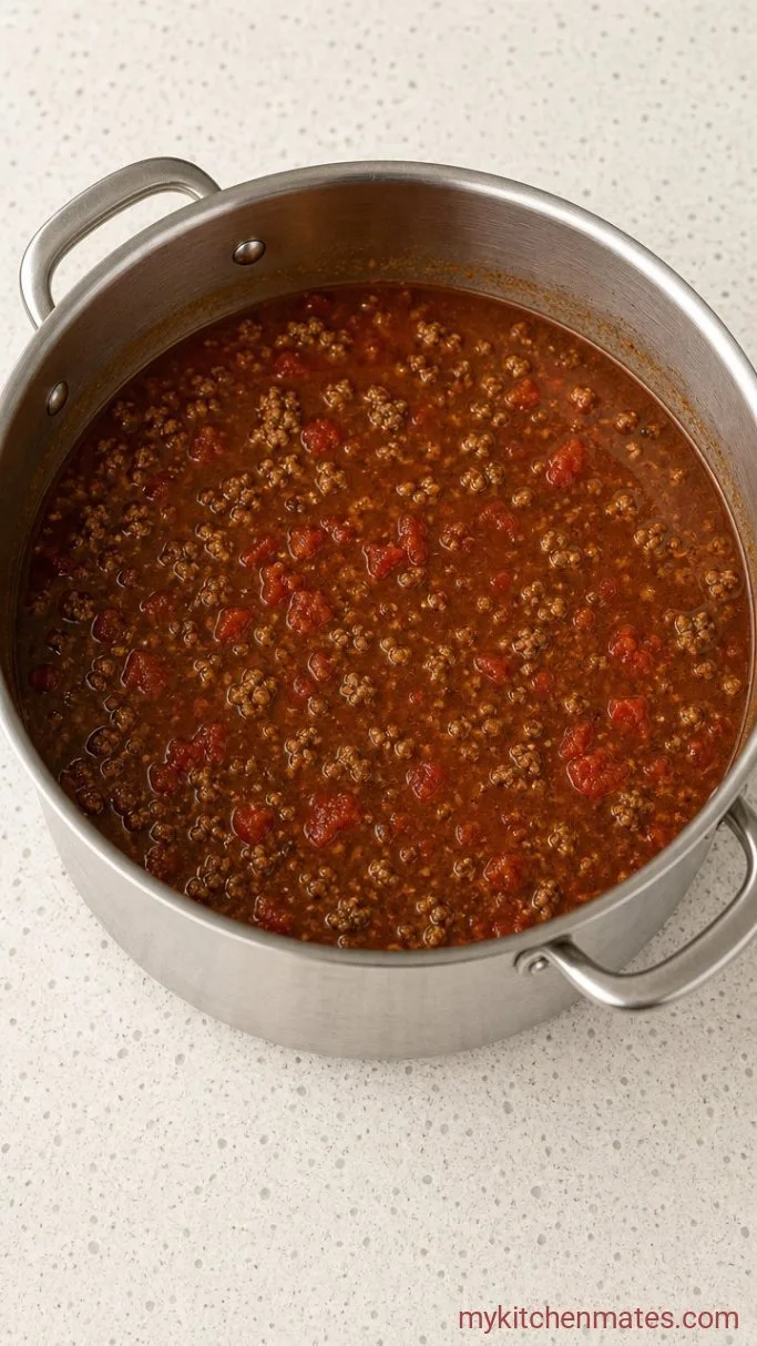 Quick One-Pot Gluten Free Taco Soup Step 2: Stir in the Seasonings and Liquids