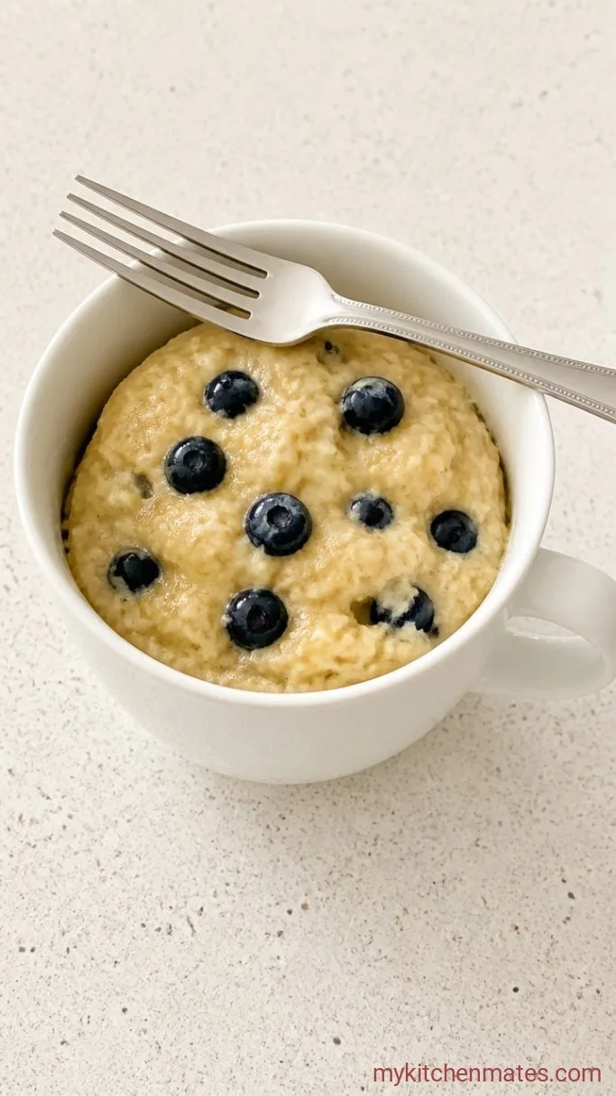 2-Minute Blueberry Mug Cake Step 2: Stir in the Wet Ingredients and Blueberries