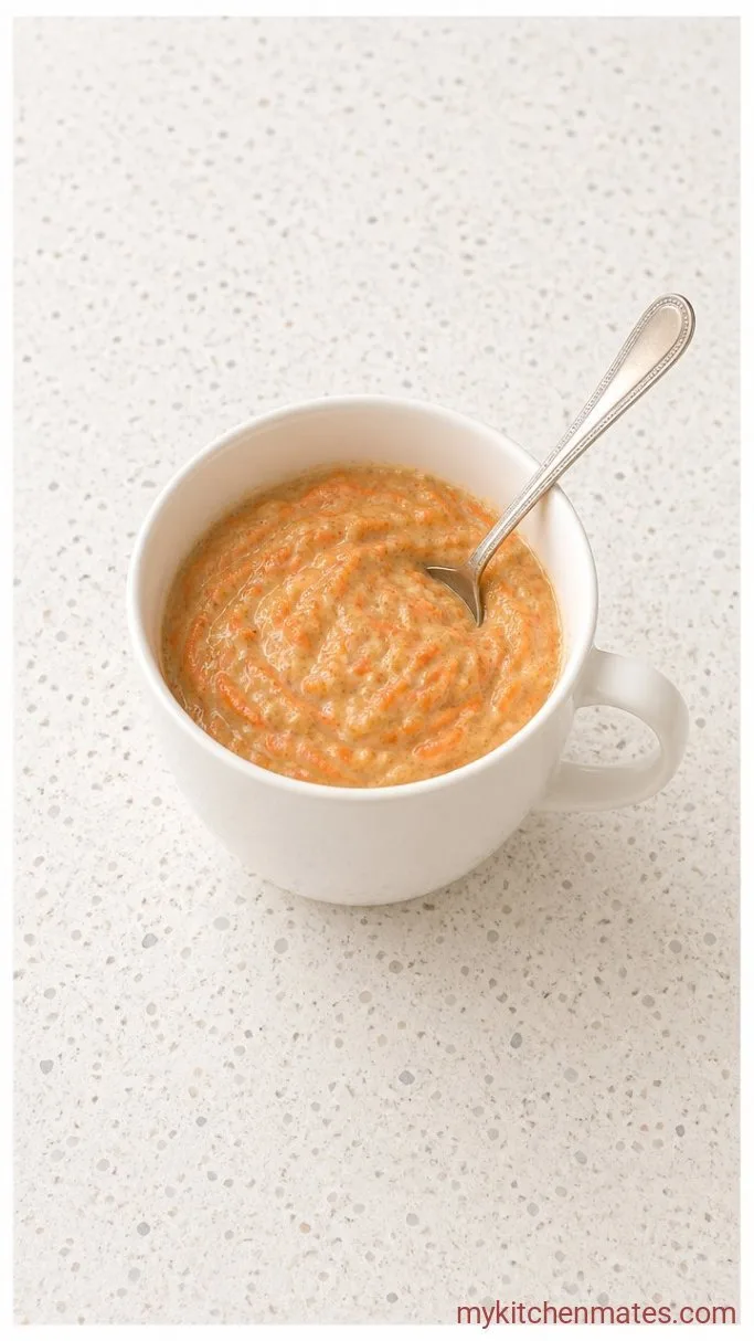 5-Minute Carrot Mug Cake Step 2: Stir in the Wet Ingredients and Carrot