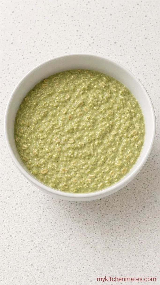 5-Minute Matcha Overnight Oats Step 2: Stir in the Wet Ingredients