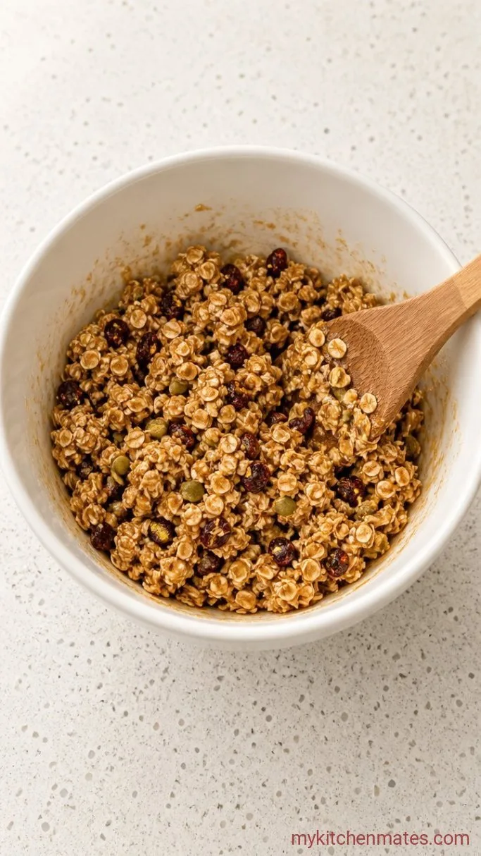 Chewy No-Bake Granola Bars Step 2: Stir in the Wet Ingredients