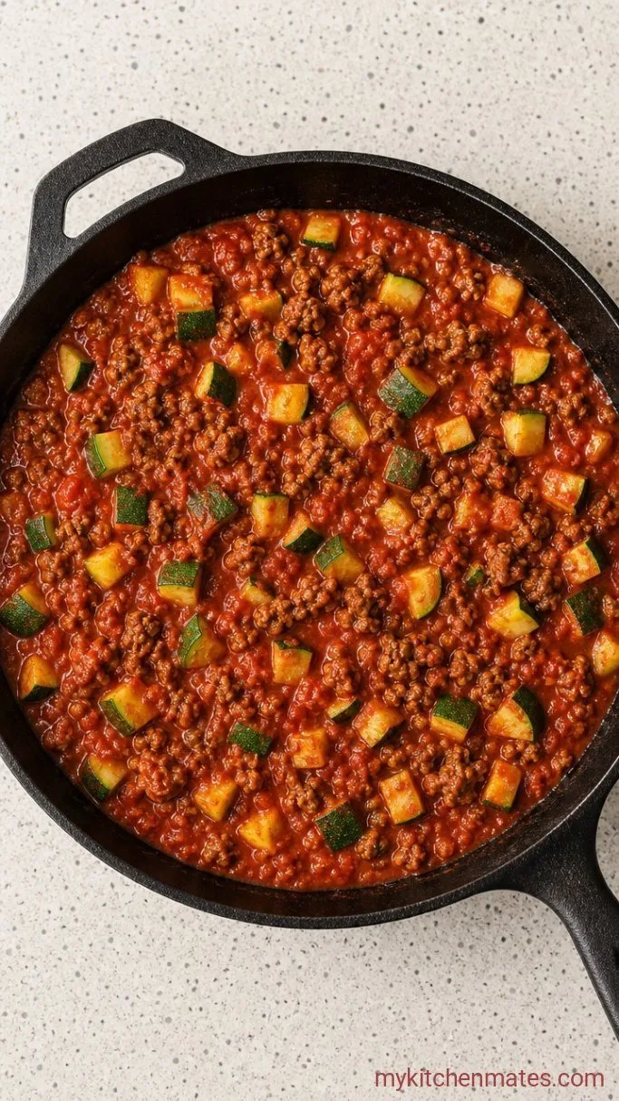 Step 2: Stir in the Zucchini and Sauce
