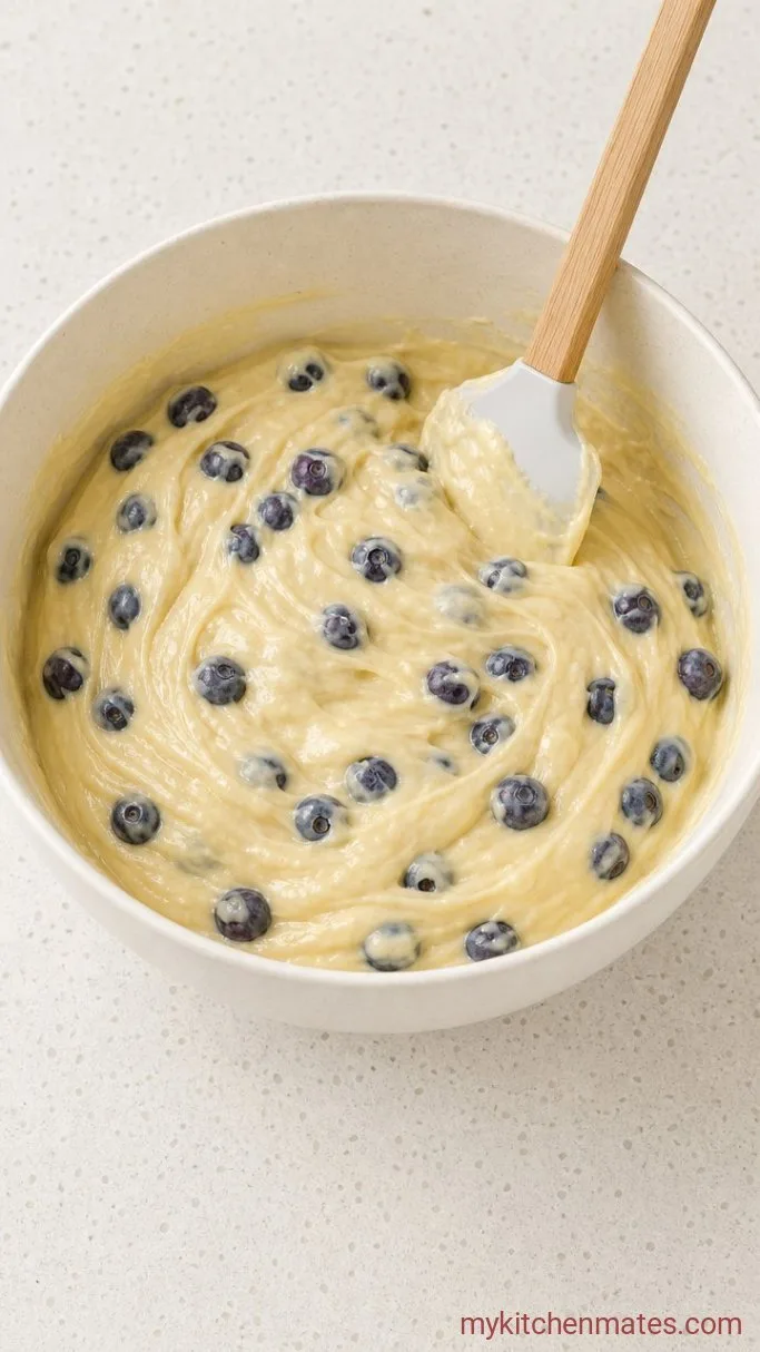 Soft & Tender Vanilla Blueberry Cake Step 2: Stir the Batter Together