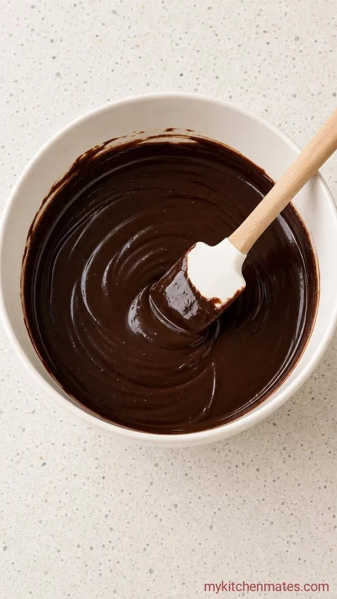 Fudgy Brownie Stack Cake with Chocolate Ganache Step 2: Stir the Chocolate Ganache