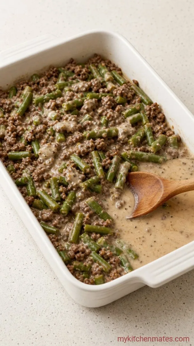 Quick and Creamy Hamburger Green Bean Casserole Step 2: Stir Together the Creamy Base
