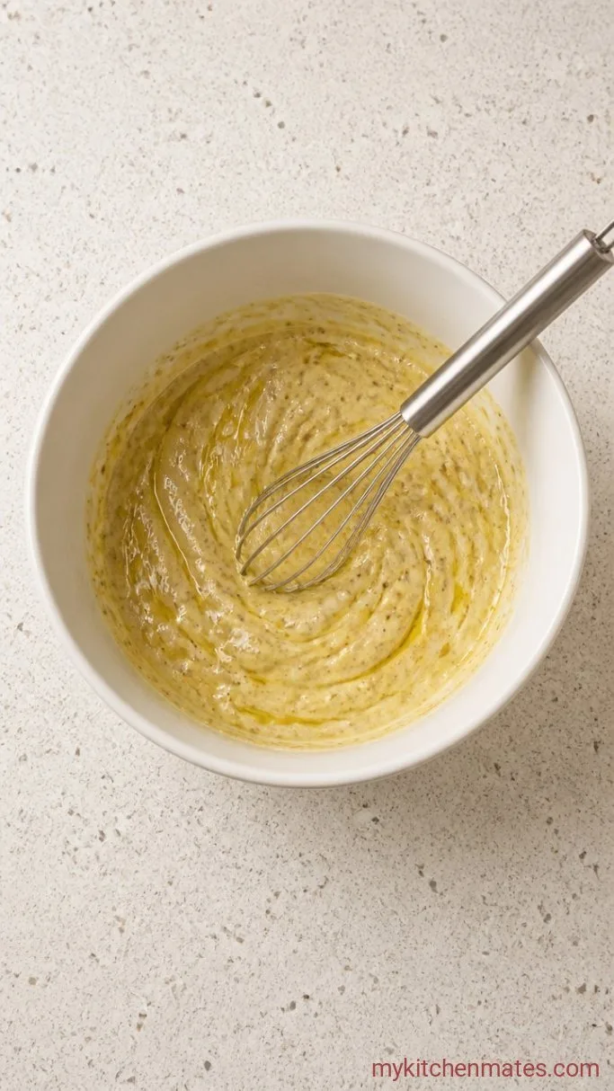 Homemade Caesar Salad Dressing Step 2: Stream in the Oil