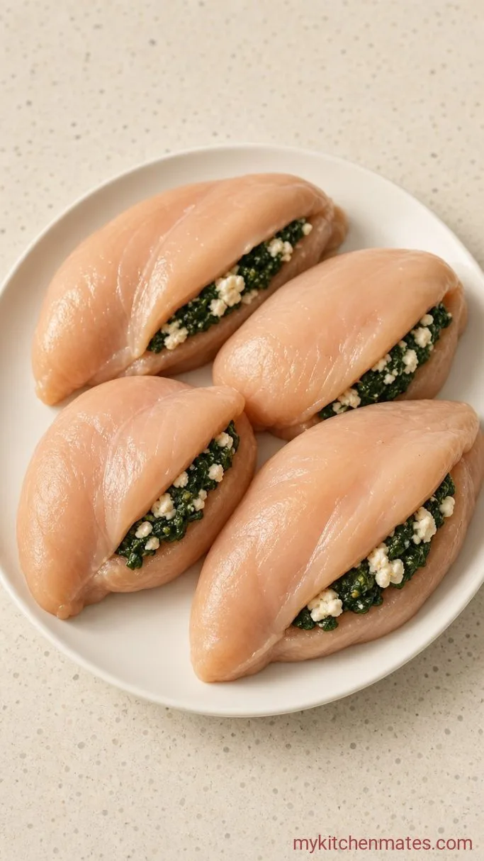 Juicy Spinach and Feta Stuffed Chicken Step 2: Stuff the Breasts