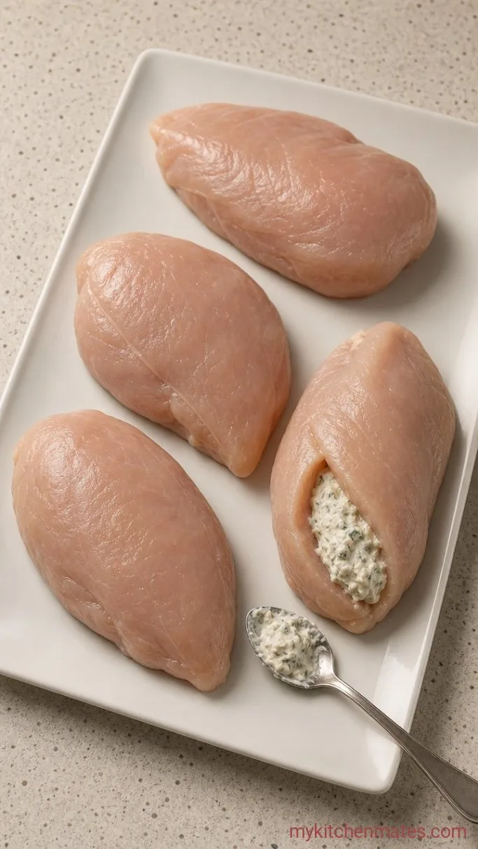 40-Minute Creamy Garlic Stuffed Chicken (Ruth’s Chris Copycat) Step 2: Stuff the Chicken