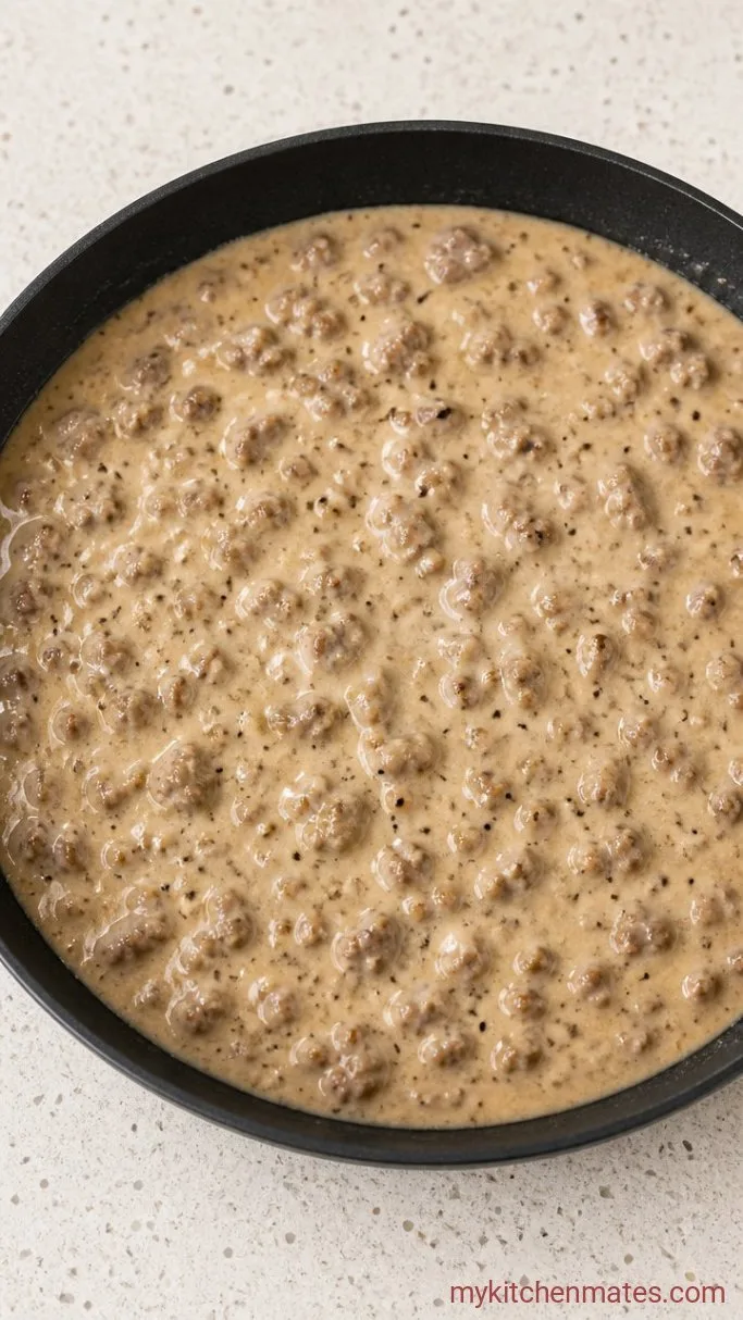 Crockpot Biscuits and Gravy (Easy Slow Cooker Breakfast) Step 2: Thicken the Gravy