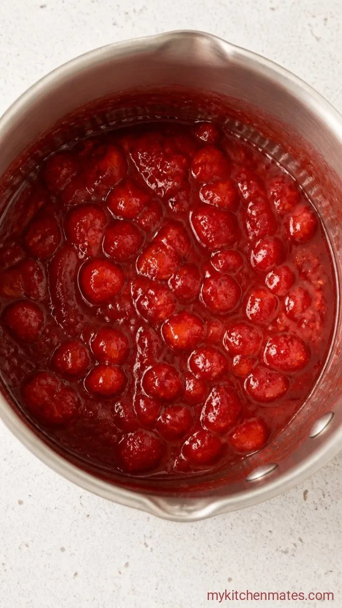 Simple 3-Ingredient Strawberry Sauce for Cheesecake Step 2: Thicken the Sauce