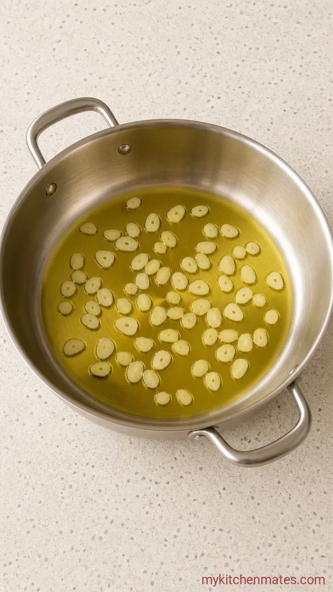 One-Pot Creamy Broccoli Pasta Step 2: Toast the Garlic