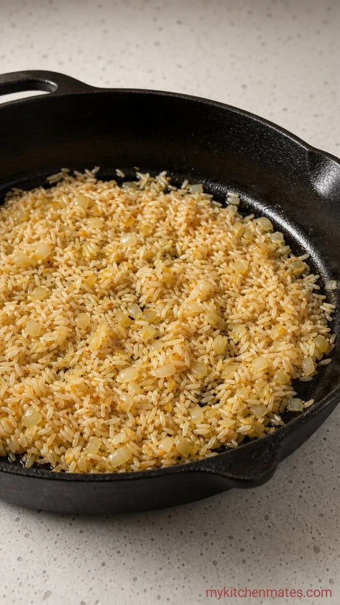 Step 2: Toast the Rice and Aromatics