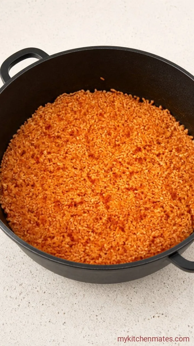Arroz con Gandules: 30-Minute Puerto Rican Rice with Sofrito and Pigeon Peas Step 2: Toast the Rice and Seasonings