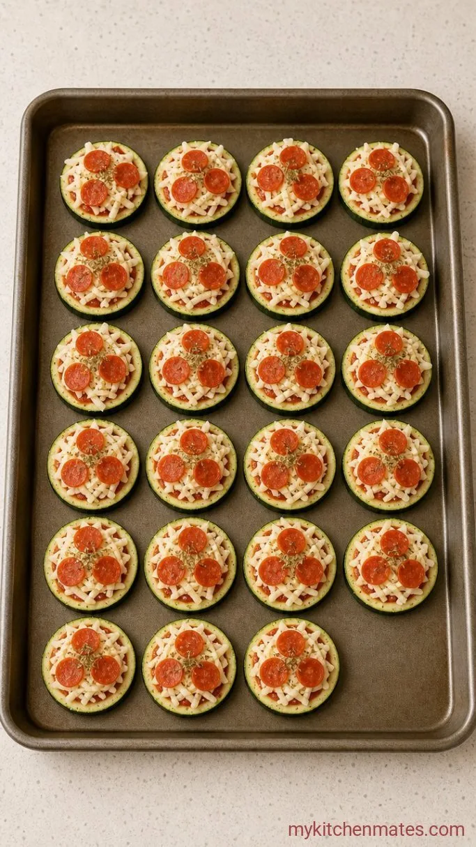 15-Minute Zucchini Pizza Bites Step 2: Top the Rounds