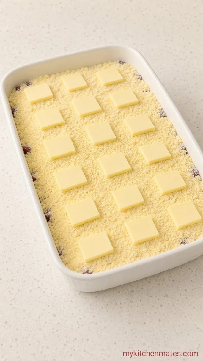 Step 2: Top with Cake Mix and Butter