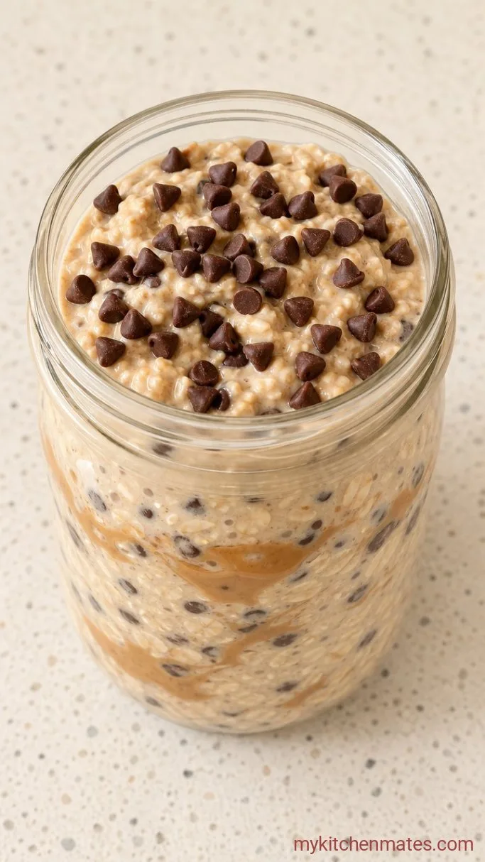 Edible Cookie Dough Overnight Oats Step 2: Top with Chocolate Chips and Serve