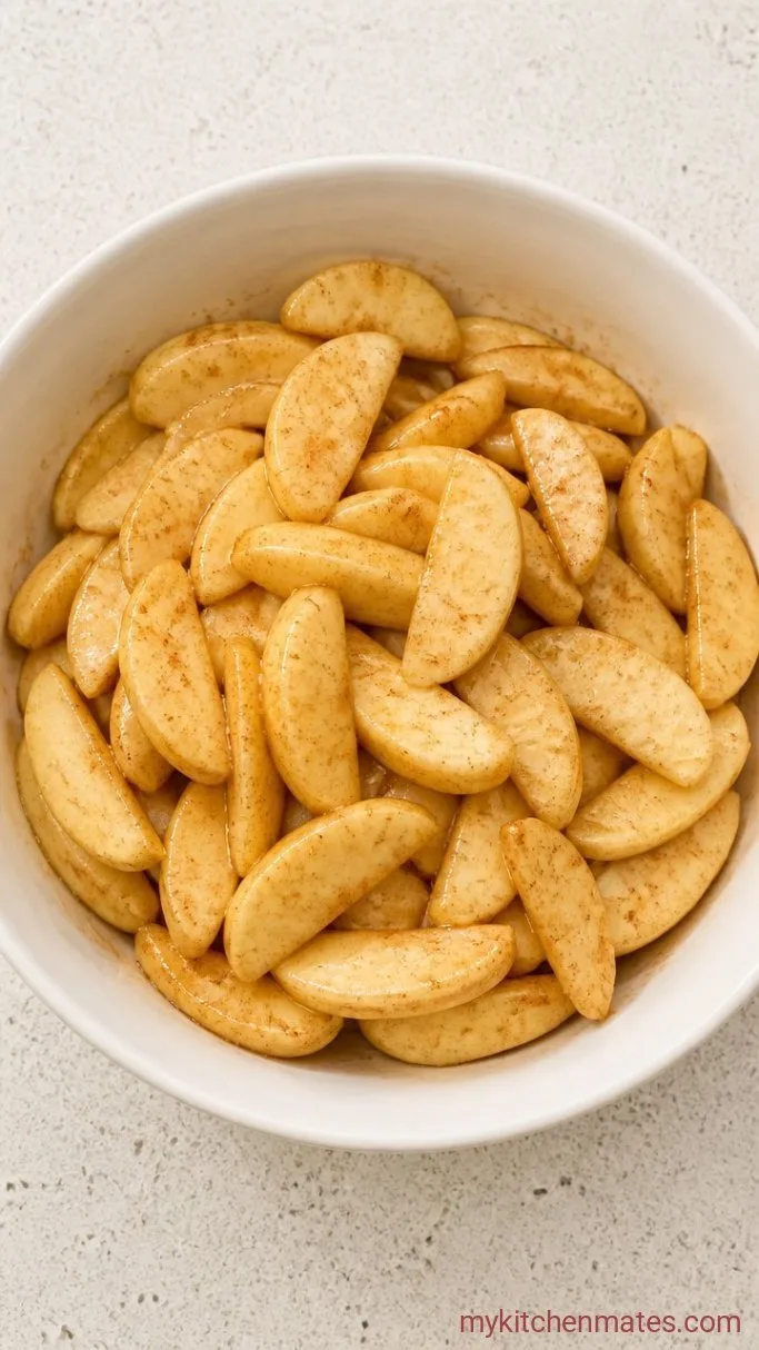 Creamy Sour Cream Apple Pie Step 2: Toss the Apples with Sugar and Spices