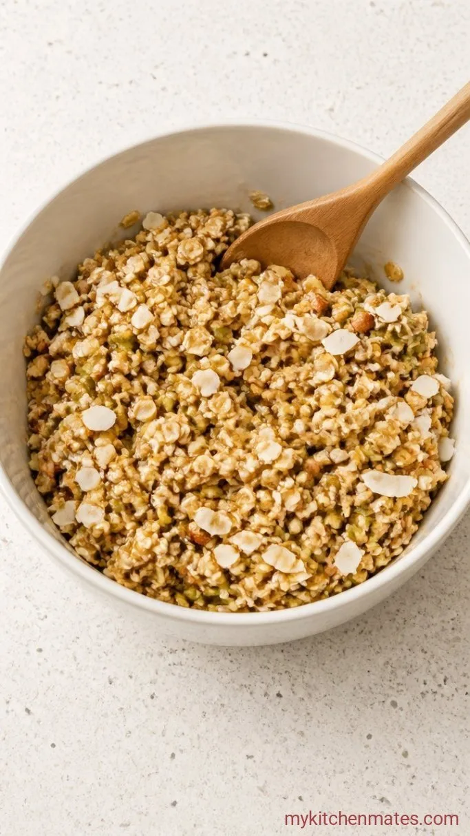 Clumpy Sourdough Discard Granola Step 2: Toss the Oats and Nuts