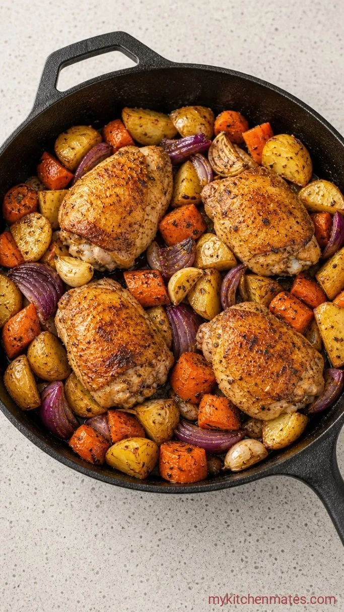 One-Pan Chicken Thigh Dinner with Roasted Vegetables Step 2: Toss the Vegetables