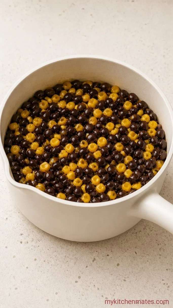 Quick BBQ Chicken Bowl with Black Beans and Corn Step 2: Warm the Beans and Corn