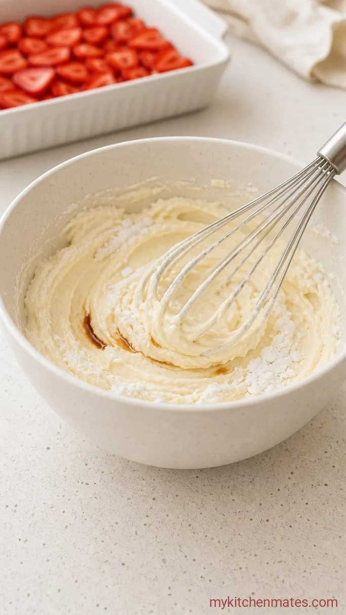 Easy Strawberry Earthquake Cake Step 2: Whip the Cream Cheese Mixture