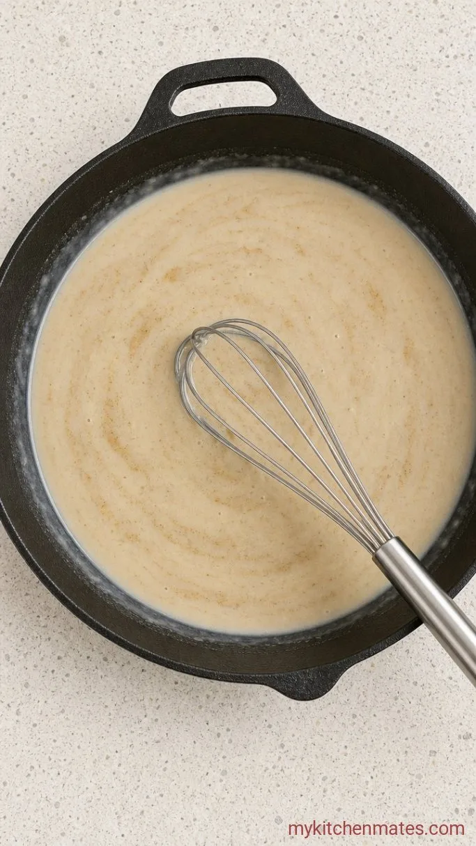 15-Minute Chicken Fried Steak Gravy Step 2: Whisk in the Milk