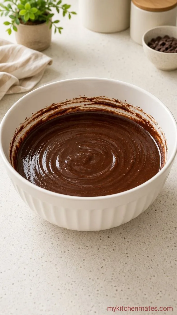 Extra-Fudgy Brownie Fudge Cake (One Bowl) Step 2: Whisk in the Sugars and Eggs