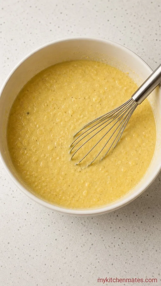 Quick Rotisserie Chicken and Cornbread Dressing Casserole Step 2: Whisk the Cornbread Dressing