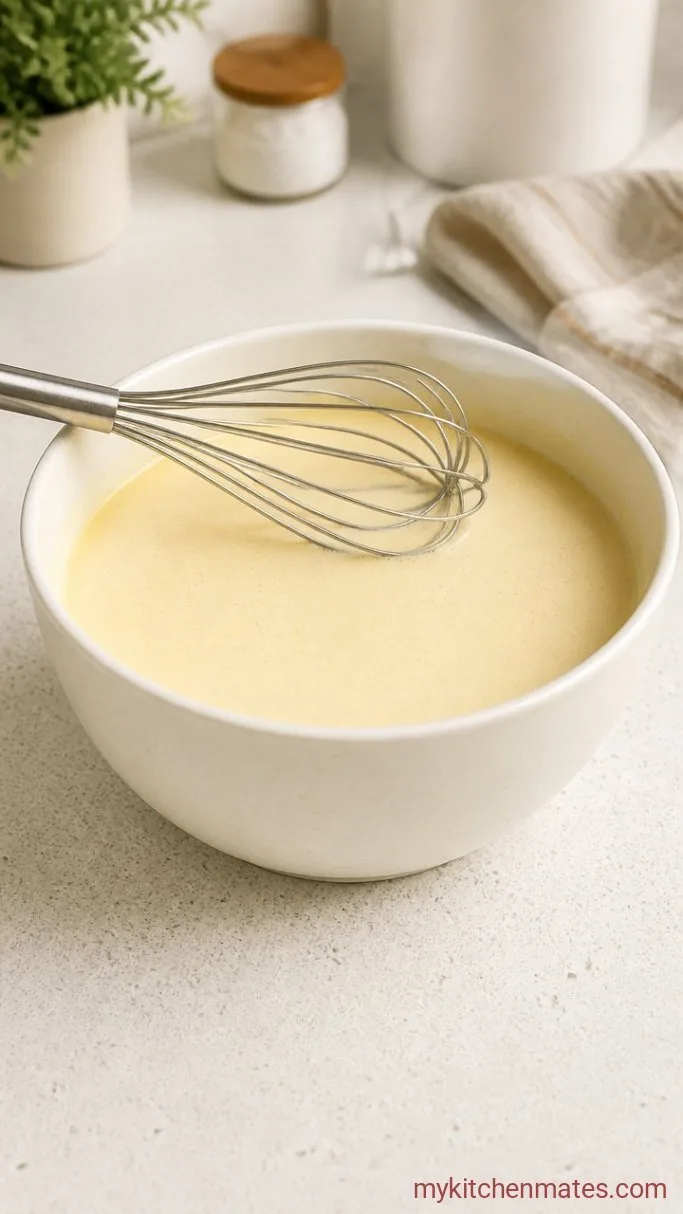 Overnight Crockpot Cinnamon Roll Casserole Step 2: Whisk the Custard