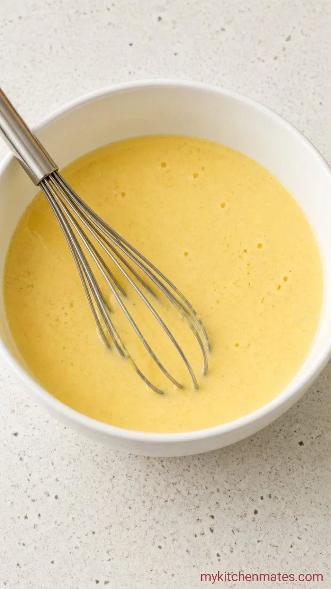 Fluffy Crustless Keto Quiche with Bacon & Cheese Step 2: Whisk the Custard