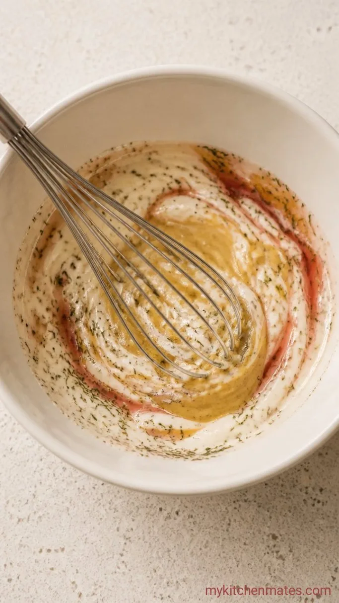 Creamy Chicken Pasta Salad Step 2: Whisk the Dressing