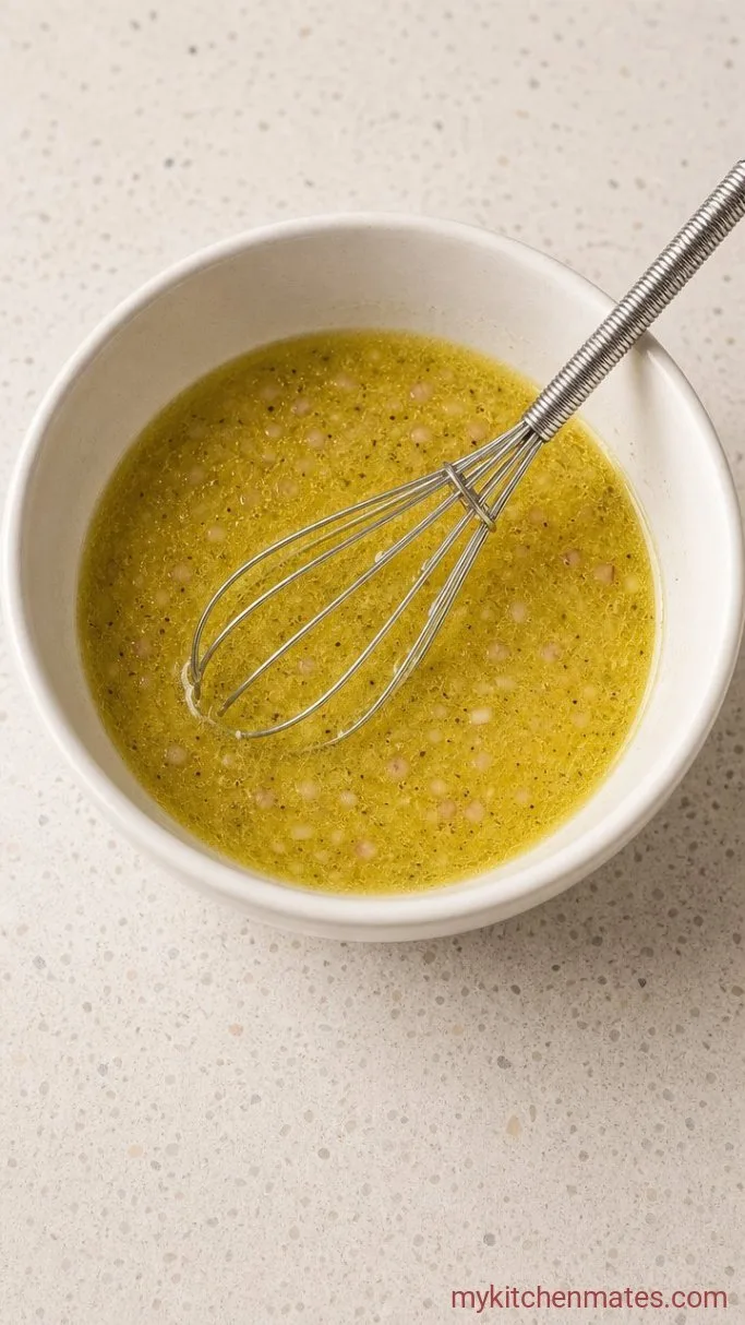 Spring Pea Pasta Salad with Lemon and Mint Step 2: Whisk the Dressing