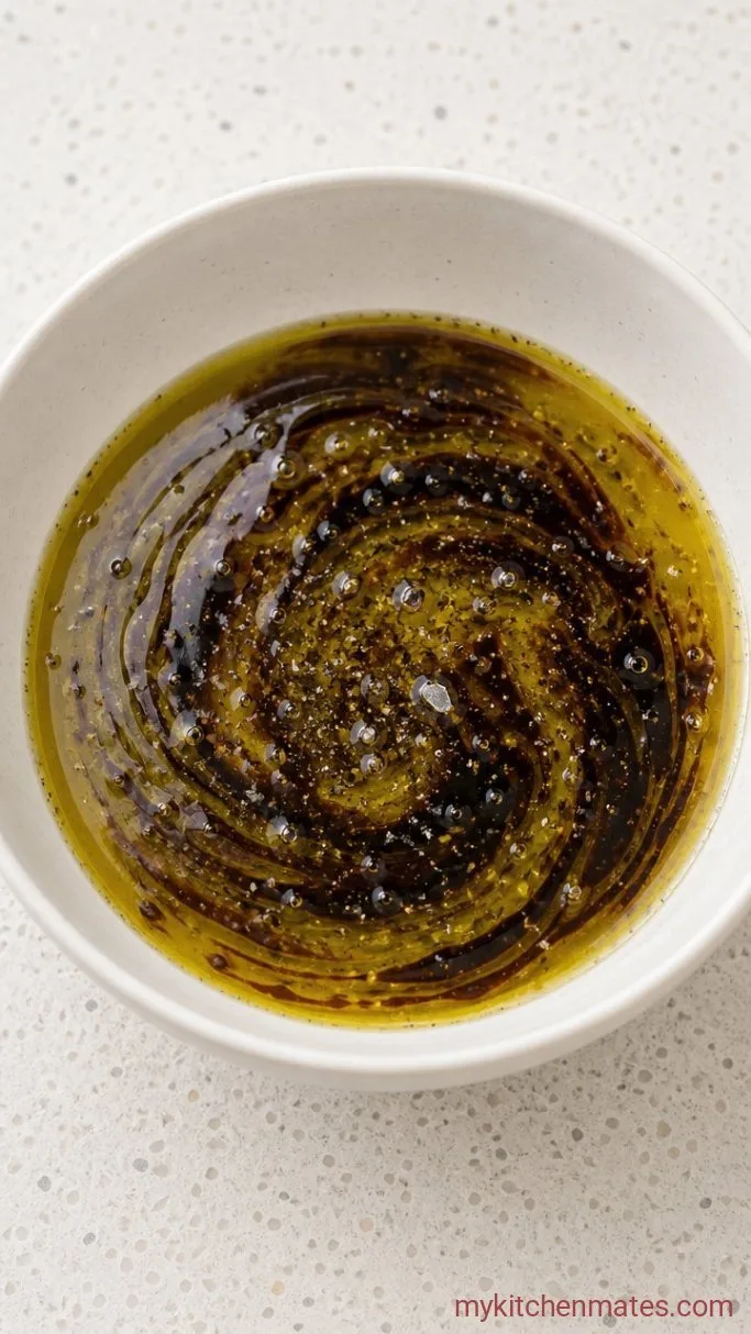 10-Minute Cucumber Caprese Salad Step 2: Whisk the Dressing