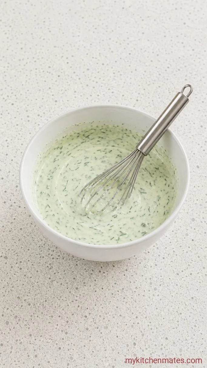 Quick Creamy Cucumber Dill Salad Step 2: Whisk the Dressing