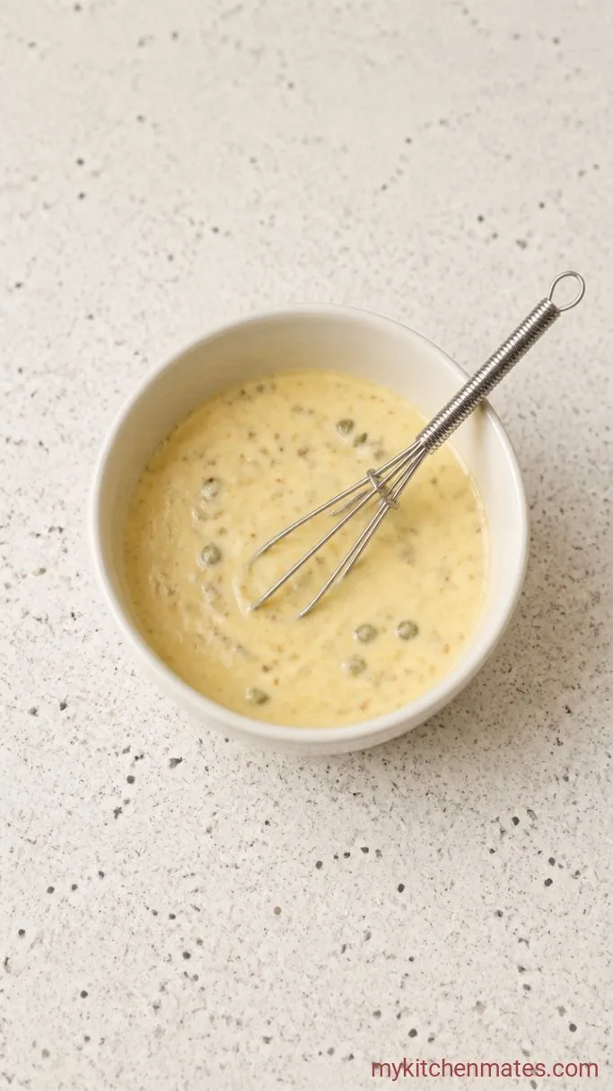 10-Minute Vegan "Tuna" Salad with Chickpeas Step 2: Whisk the Dressing