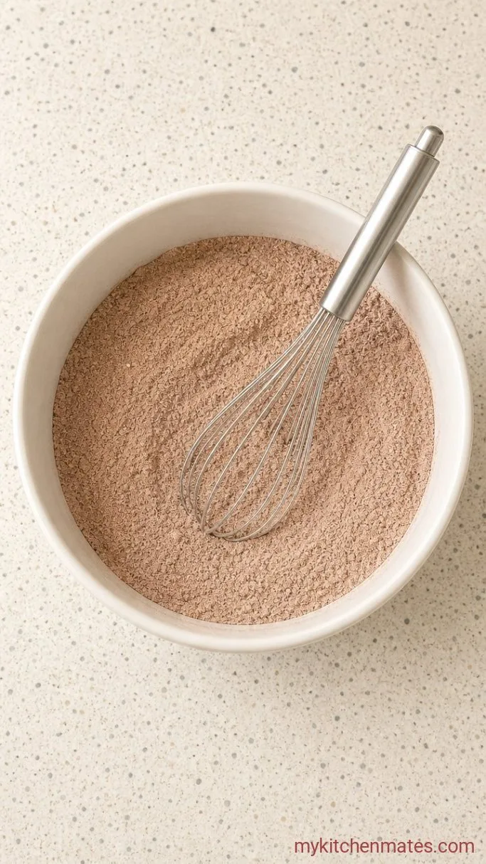 Easy Dubai Chocolate Cake (One Bowl, No Mixer) Step 2: Whisk the Dry Ingredients