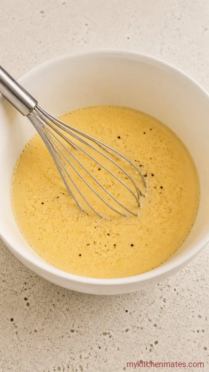 Cheesy Make-Ahead Tater Tot Egg Casserole Step 2: Whisk the Egg Custard