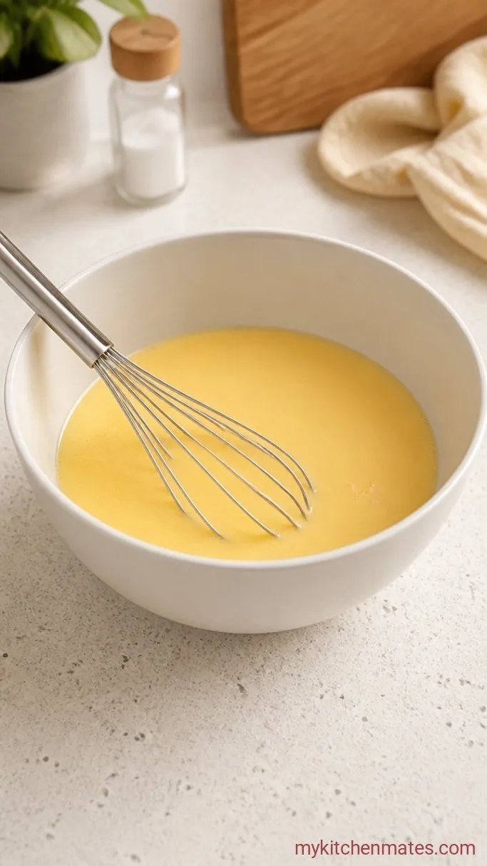 Overnight Blueberry Cinnamon Roll Casserole Step 2: Whisk the Egg Mixture