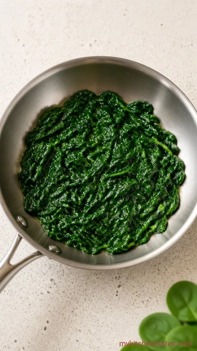 Creamy Feta Quiche with Spinach Step 2: Wilt the Spinach