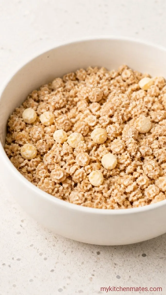 Strawberry Rhubarb Crisp with a Buttery Oat Topping Step 2: Work the Butter into the Oat Topping