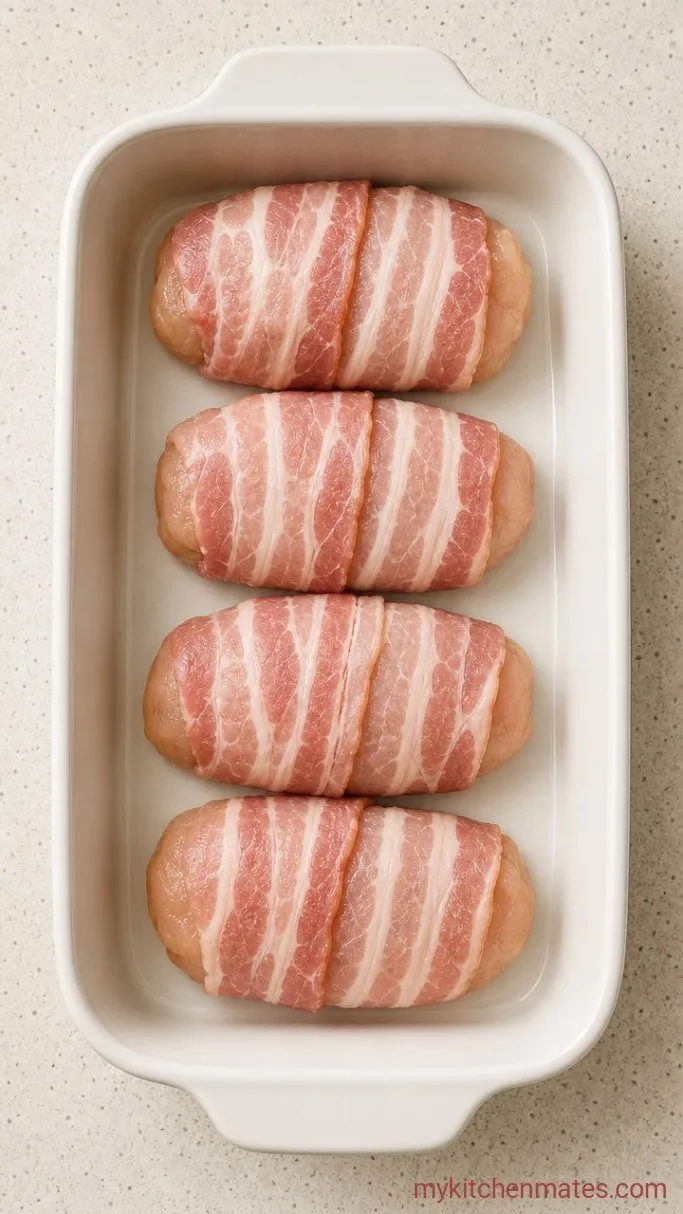 Bacon Wrapped Chicken Breast with Brown Sugar Glaze Step 2: Wrap Each Breast in Bacon