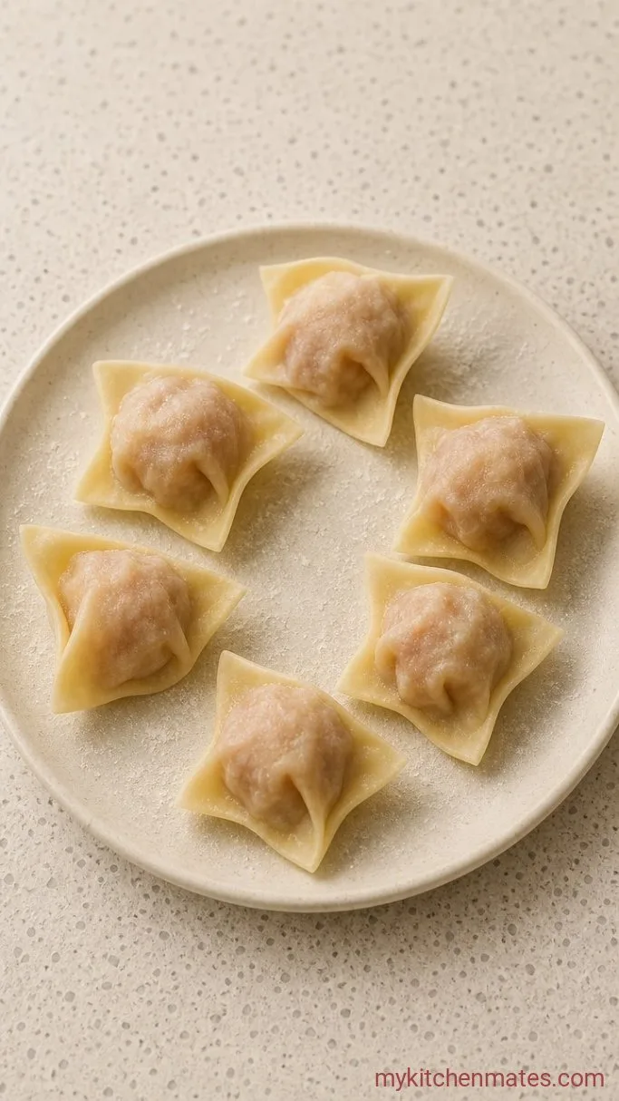 30-Minute Chicken Wonton Soup Step 2: Wrap the Wontons