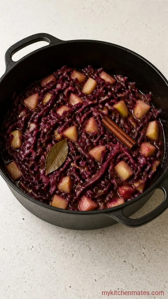 Braised Red Cabbage with Apple Step 3: Add the Apple and Liquids