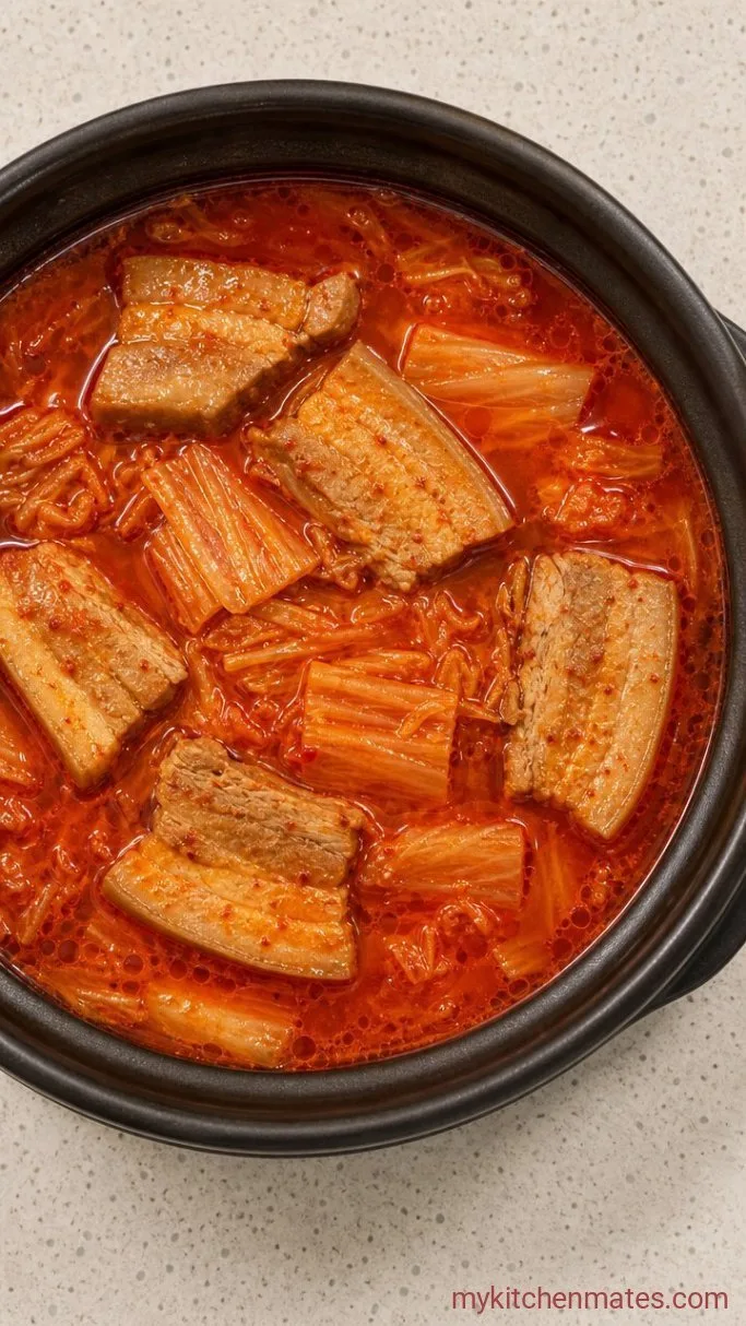 Step 3: Add the Broth and Kimchi