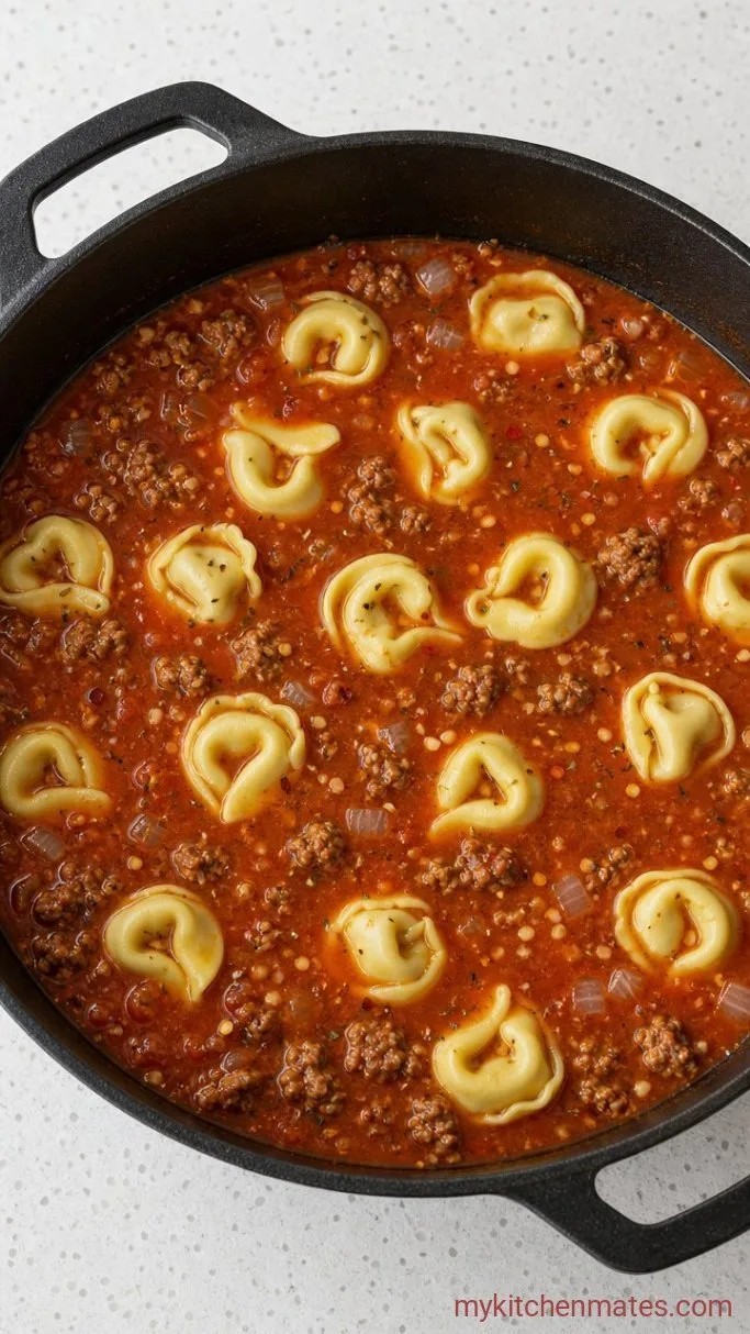 Step 3: Add the Broth and Tortellini