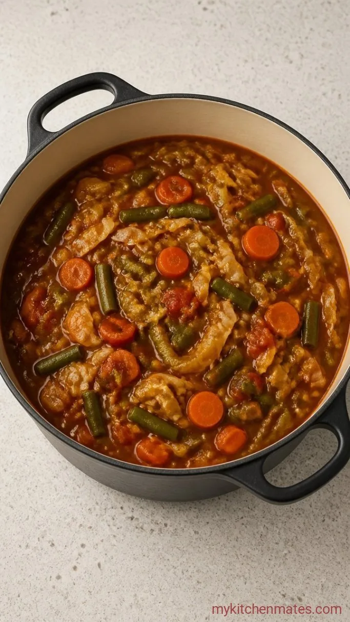 Step 3: Add the Cabbage and Green Beans