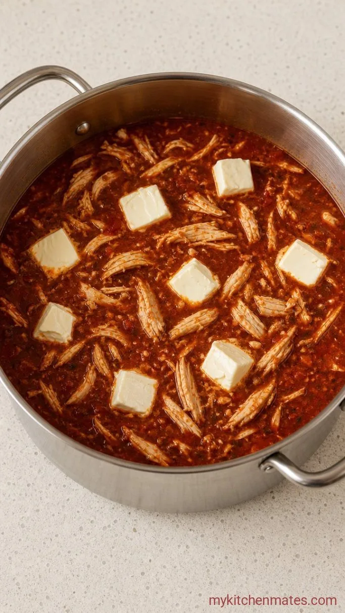 Creamy Keto Chicken Enchilada Soup (30 Minutes) Step 3: Add the Chicken and Creaminess