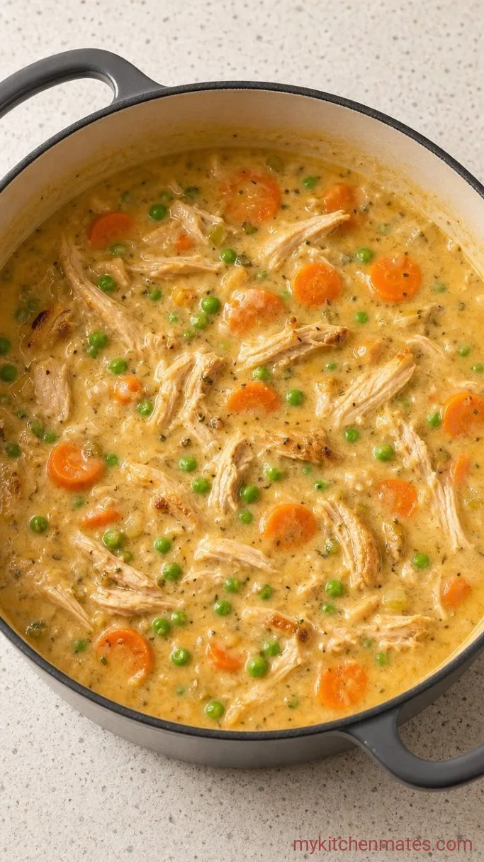 Quick Chicken and Dumplings with Canned Biscuits Step 3: Add the Chicken and Vegetables